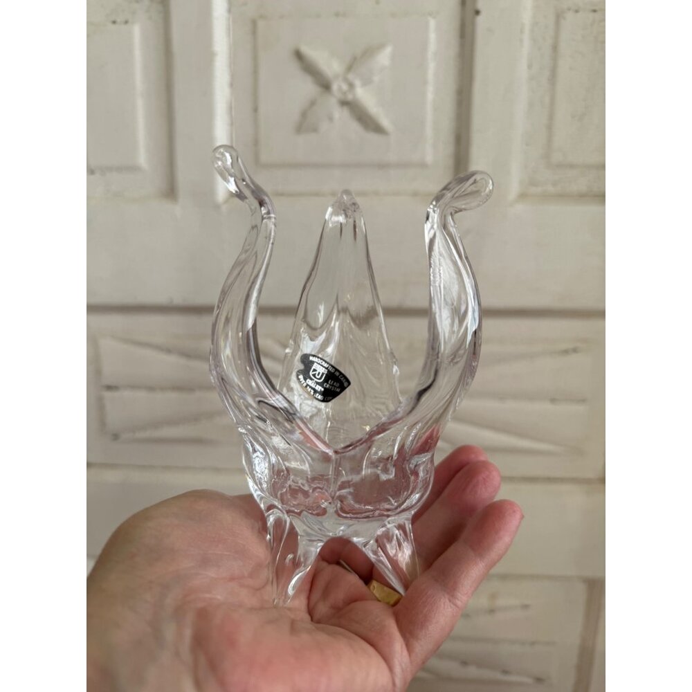 Vintage MCM Riekes Chalet Lead Crystal Candle Holder Art Glass - Picture 3 of 8